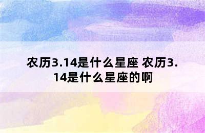 农历3.14是什么星座 农历3.14是什么星座的啊